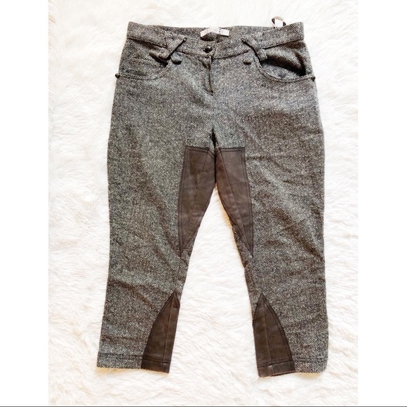 Acciaio Wool Houndstooth Capri Pant Brown Beige S - Picture 4 of 6